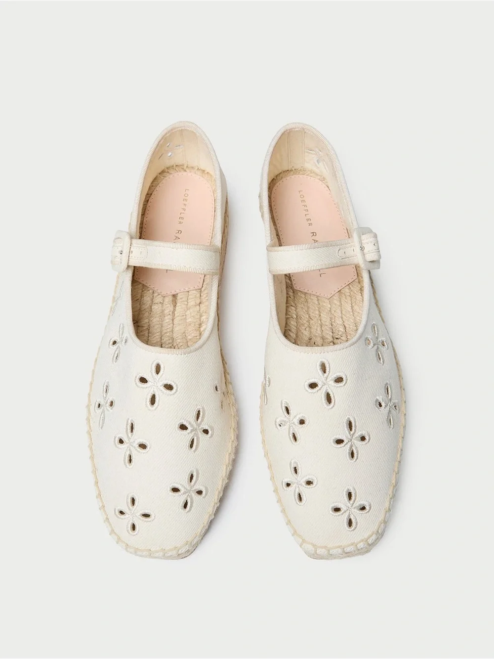 Loeffler Randall Clover Natural Embroidered Espadrille Mary Jane Size 7 Coastal